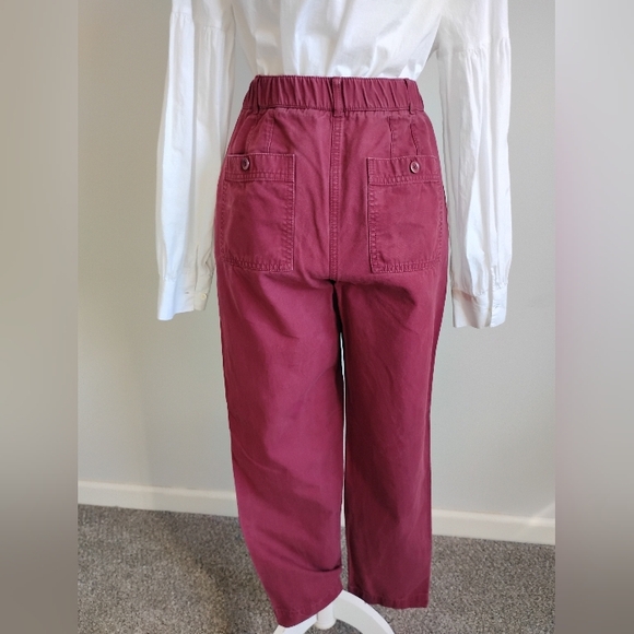 Talbots Slim Cargo Pants Cranberry Red Cotton Blend Classic Carhartt Style Sz 10 - Picture 11 of 17